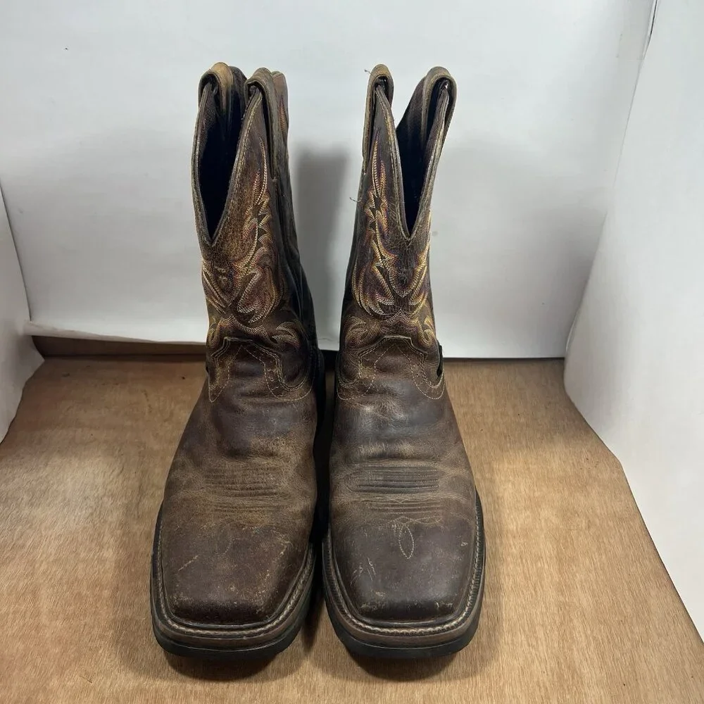 Justin Original Workboots Boots Mens Size 11.5 Brown Steel Toe Square Toe WK4682